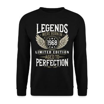 Born in 1968 Legends Birthday Gift - Unisex Sweatshirt - black - Front - Alina (178cm) & Michal (187cm)