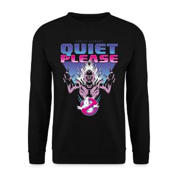 SOS Fantômes Silence, S'il Cous Plaît ! Néon - Sweat-shirt Unisexe - noir - Devant - Alina (178cm) & Michal (187cm)