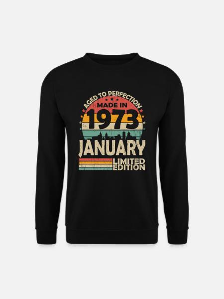 Januar 1973 Vintage Jahrgang Geburtstag Retro - Unisex Pullover - Schwarz