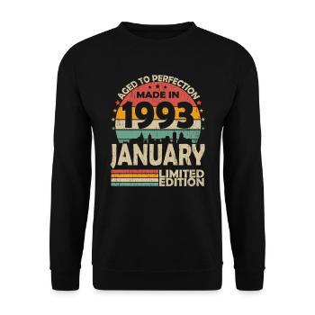 Janvier 1993 Vintage Anniversaire Rétro - Sweat-shirt Unisexe - noir - Devant - Alina (178cm) & Michal (187cm)