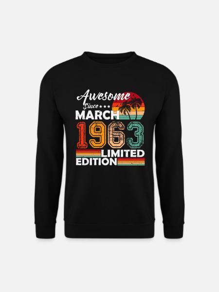 März 1963 Vintage Geburtstag Geschenk - Unisex Pullover - Schwarz