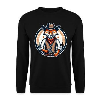 Cowboy Fox Western Rodeo Cowboyhut und Bandana - Unisex Pullover - Schwarz - Vorne - Alina (178cm) & Michal (187cm)
