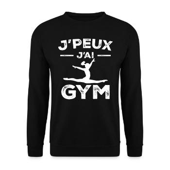 Gymnastik-Geschenk - Ich kann nicht ins Fitnessstudio - Unisex Pullover - Schwarz - Vorne - Alina (178cm) & Michal (187cm)