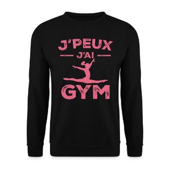 Gymnastik-Geschenk - Ich kann nicht ins Fitnessstudio - Unisex Pullover - Schwarz - Vorne - Alina (178cm) & Michal (187cm)