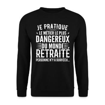 Le métier le plus dangereux du monde retraite - Sweat-shirt Unisexe - noir - Devant - Alina (178cm) & Michal (187cm)