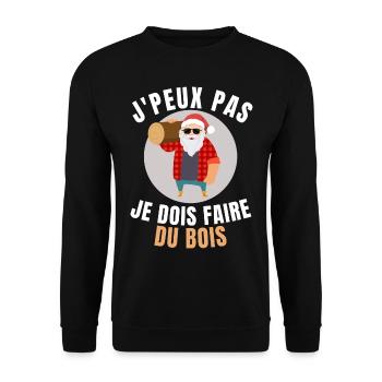 I can't I have to make wood, Santa Claus - Unisex Sweatshirt - black - Front - Alina (178cm) & Michal (187cm)