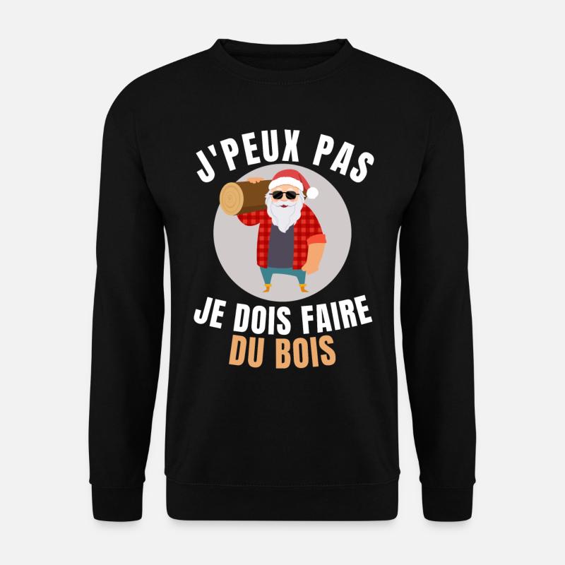 Ich kann nicht, ich muss Holz machen, Weihnachtsmann - Unisex Pullover - Schwarz