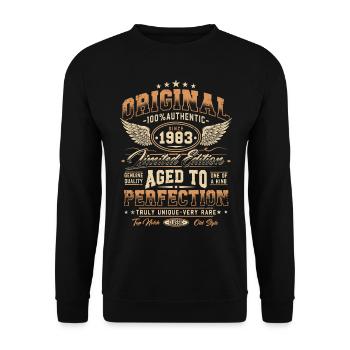 Original 1983 Vintage Born Cadeau d’anniversaire - Sweat-shirt Unisexe - noir - Devant - Alina (178cm) & Michal (187cm)