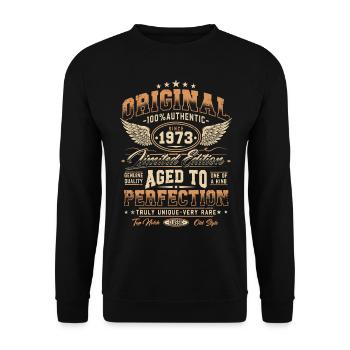 Original 1973 Vintage Born Cadeau d’anniversaire - Sweat-shirt Unisexe - noir - Devant - Alina (178cm) & Michal (187cm)