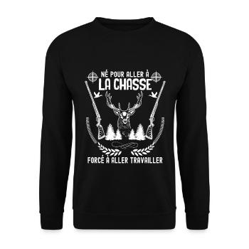 Je Suis Né Pour la Chasse Humour Chasseur De Cerfs - Sweat-shirt Unisexe - noir - Devant - Alina (178cm) & Michal (187cm)