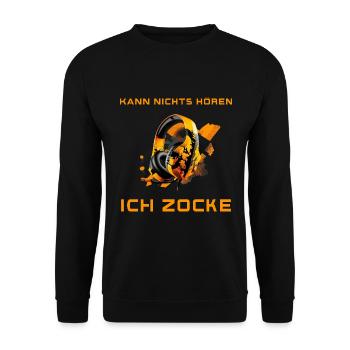 Kann nichts hören ich zocke - Gamer, Headset, Geek - Unisex Pullover - Schwarz - Vorne - Alina (178cm) & Michal (187cm)