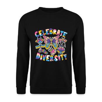 Celebrate Diversity - Unisex Pullover - Schwarz - Vorne - Alina (178cm) & Michal (187cm)