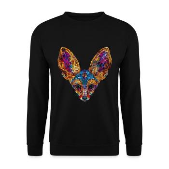 Fennek Wüste Fuchs Geometrischer Fuchs Kunstwerk - Unisex Pullover - Schwarz - Vorne - Alina (178cm) & Michal (187cm)