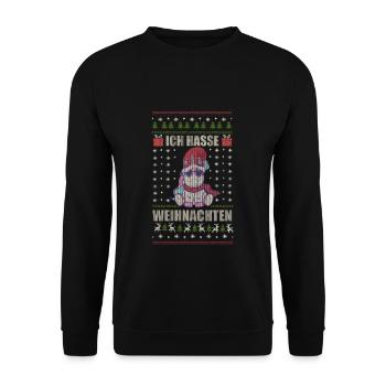 Cadeau de Noël moche anti licorne de Noël - Sweat-shirt Unisexe - noir - Devant - Alina (178cm) & Michal (187cm)