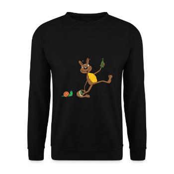 Osterhase betrunken I lustiges Oster Geschenk - Unisex Pullover - Schwarz - Vorne - Alina (178cm) & Michal (187cm)