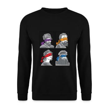 Leonardo Donatello Michelangelo Raphael Geschenk - Unisex Pullover - Schwarz - Vorne - Alina (178cm) & Michal (187cm)