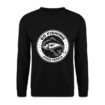Go fishing, avoid people, rest by the water - Unisex Sweatshirt - black - Front - Alina (178cm) & Michal (187cm)