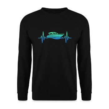 Motorboot Herzschlag Yacht Sportboot Kapitän - Unisex Pullover - Schwarz - Vorne - Alina (178cm) & Michal (187cm)