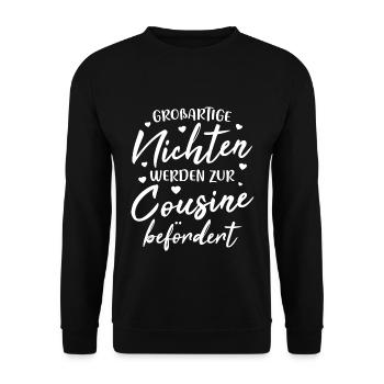 Great nieces are promoted to cousin - Unisex Sweatshirt - black - Front - Alina (178cm) & Michal (187cm)