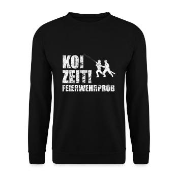 Keine Zeit Feuerwehrprobe schwäbisch Geschenk 1118 - Unisex Pullover - Schwarz - Vorne - Alina (178cm) & Michal (187cm)