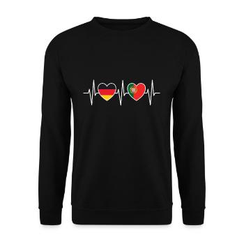 Heartbeat heartbeat Allemagne Portugal w 0761 - Sweat-shirt Unisexe - noir - Devant - Alina (178cm) & Michal (187cm)