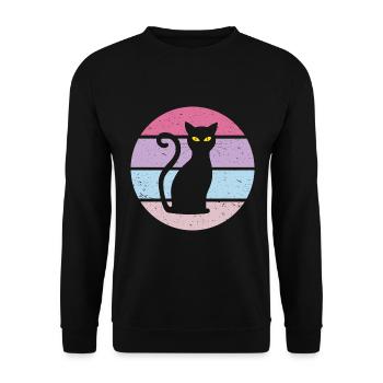 Cat retro gift idea - Unisex Sweatshirt - black - Front - Alina (178cm) & Michal (187cm)