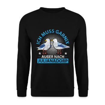 Julianadorp Niederlande Strand Möwen - Unisex Pullover - Schwarz - Vorne - Alina (178cm) & Michal (187cm)