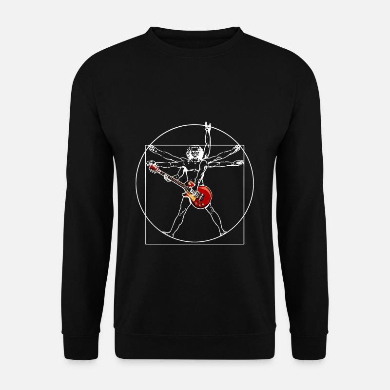 Da Vinci Gitarre - Vitruv Rock Musik Band Geschenk - Unisex Pullover - Schwarz