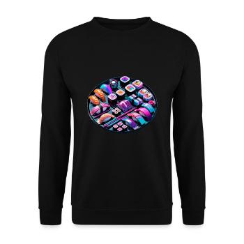 Vaporwave Sushi Japon Rétro - Sweat-shirt Unisexe - noir - Devant - Alina (178cm) & Michal (187cm)