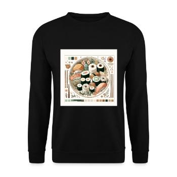 Cottagecore Sushi - Unisex Pullover - Schwarz - Vorne - Alina (178cm) & Michal (187cm)