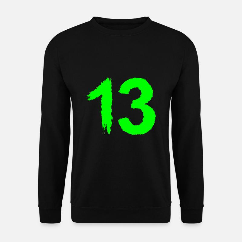 Zahl 13 Lieblingszahl Bürste - Unisex Pullover - Schwarz