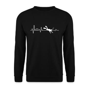 Divers Dive Heartbeat Underwater Gift - Unisex Sweatshirt - black - Front - Alina (178cm) & Michal (187cm)