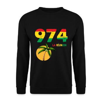 974 La Réunion Rastafari Rasta - Sweat-shirt Unisexe - noir - Devant - Alina (178cm) & Michal (187cm)
