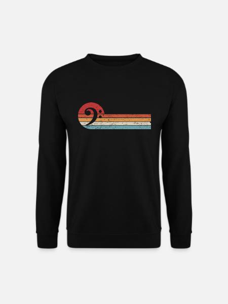 Bassschlüssel Bassist Retro Notenschlüssel Musiker - Unisex Pullover - Schwarz