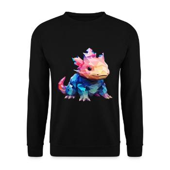 Polygon-Axolotl perfekt für Tierliebhaber - Unisex Pullover - Schwarz - Vorne - Alina (178cm) & Michal (187cm)