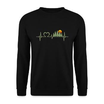 Wald Herzschlag Natur Bäume Wildnis Outdoor - Unisex Pullover - Schwarz - Vorne - Alina (178cm) & Michal (187cm)