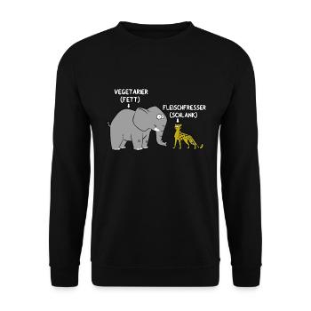 Vegetarier fett Fleischfresser schlank - Unisex Pullover - Schwarz - Vorne - Alina (178cm) & Michal (187cm)