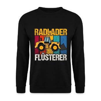 Radlader Flüsterer Retro Radladerfahrer - Unisex Pullover - Schwarz - Vorne - Alina (178cm) & Michal (187cm)