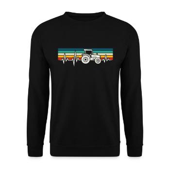 Landwirt Maschinen Trecker EKG Herzschlag Traktor - Unisex Pullover - Schwarz - Vorne - Alina (178cm) & Michal (187cm)