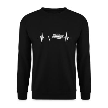 Motorboot Herzschlag Yacht Sportboot Kapitän - Unisex Pullover - Schwarz - Vorne - Alina (178cm) & Michal (187cm)