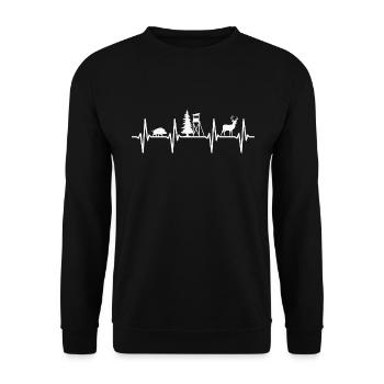 Chasse, Heartbeat, Chasseur, Forestier, Permis de chasse, Red Deer - Sweat-shirt Unisexe - noir - Devant - Alina (178cm) & Michal (187cm)