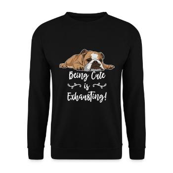 Englische Bulldogge süß zu sein ist anstrengend - Unisex Pullover - Schwarz - Vorne - Alina (178cm) & Michal (187cm)