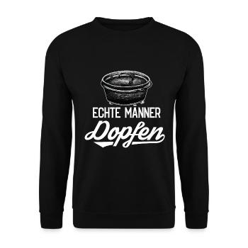 Dutch Oven Dopfen BBQ Feuertopf - Unisex Pullover - Schwarz - Vorne - Alina (178cm) & Michal (187cm)