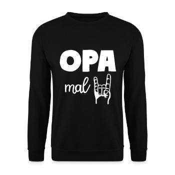 Opa mal Zwei 2 Kinder Rock'n' Roll Großvater - Unisex Pullover - Schwarz - Vorne - Alina (178cm) & Michal (187cm)