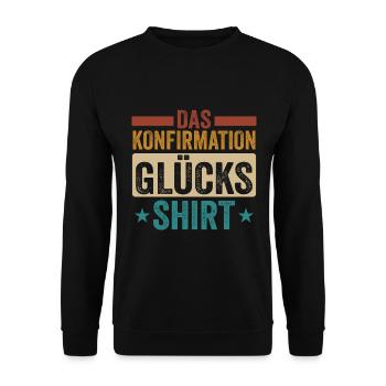 Konfirmation 2023 ich war dabei Konfirmand - Unisex Pullover - Schwarz - Vorne - Alina (178cm) & Michal (187cm)