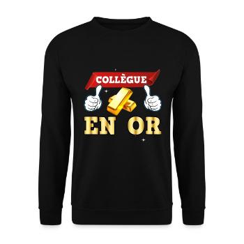 Lingot D'or Pour mon Collègue Précieux - Sweat-shirt Unisexe - noir - Devant - Alina (178cm) & Michal (187cm)