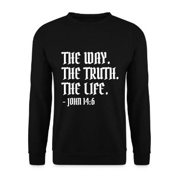 The Way TheTruth The Life Johannes 14:6 - Christian - Unisex Pullover - Schwarz - Vorne - Alina (178cm) & Michal (187cm)