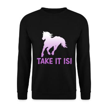 Take it Isi Islandpferd Schimmel Isländer - Unisex Pullover - Schwarz - Vorne - Alina (178cm) & Michal (187cm)