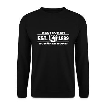 Deutscher Schäferhund EST 1899 Schutzhund IGP - Unisex Pullover - Schwarz - Vorne - Alina (178cm) & Michal (187cm)