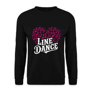 Line Dance Musik und Herz aus Musiknoten - Unisex Pullover - Schwarz - Vorne - Alina (178cm) & Michal (187cm)